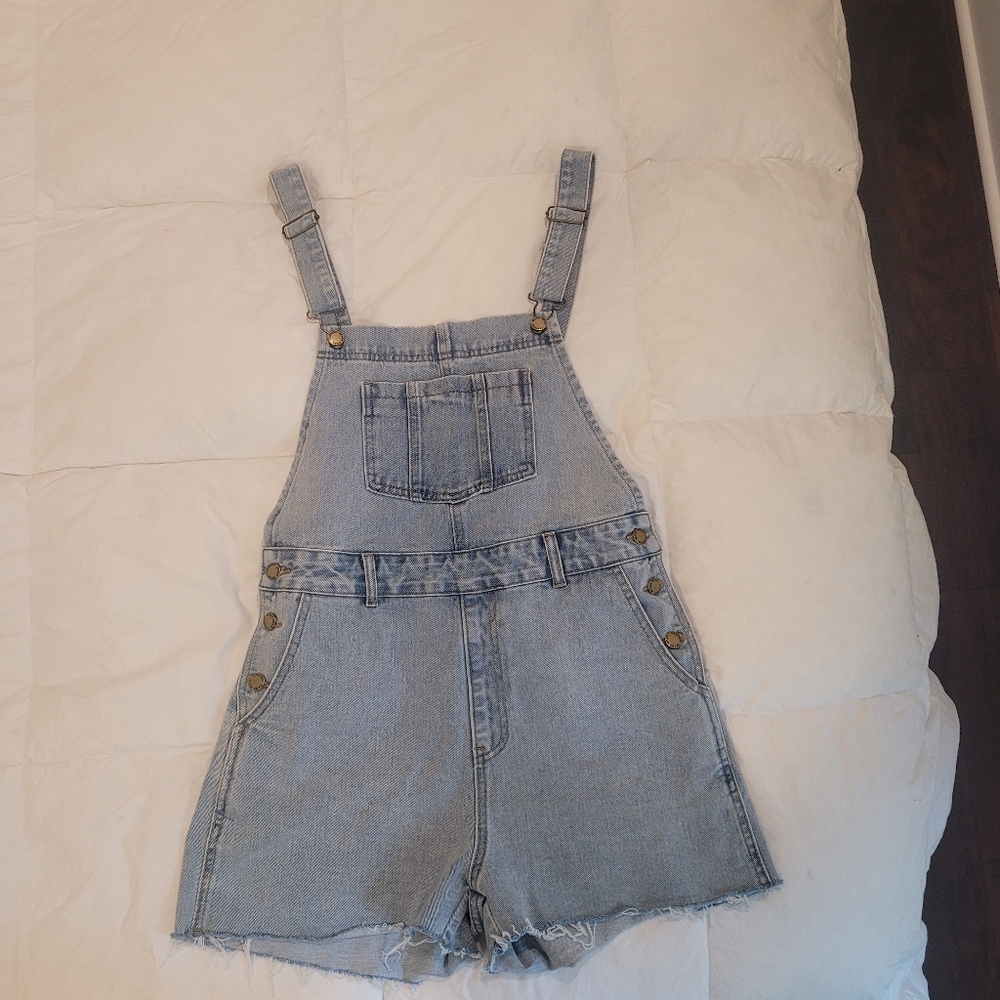 Light Blue Denim  Short Overalls 100% Cotton Size Medium